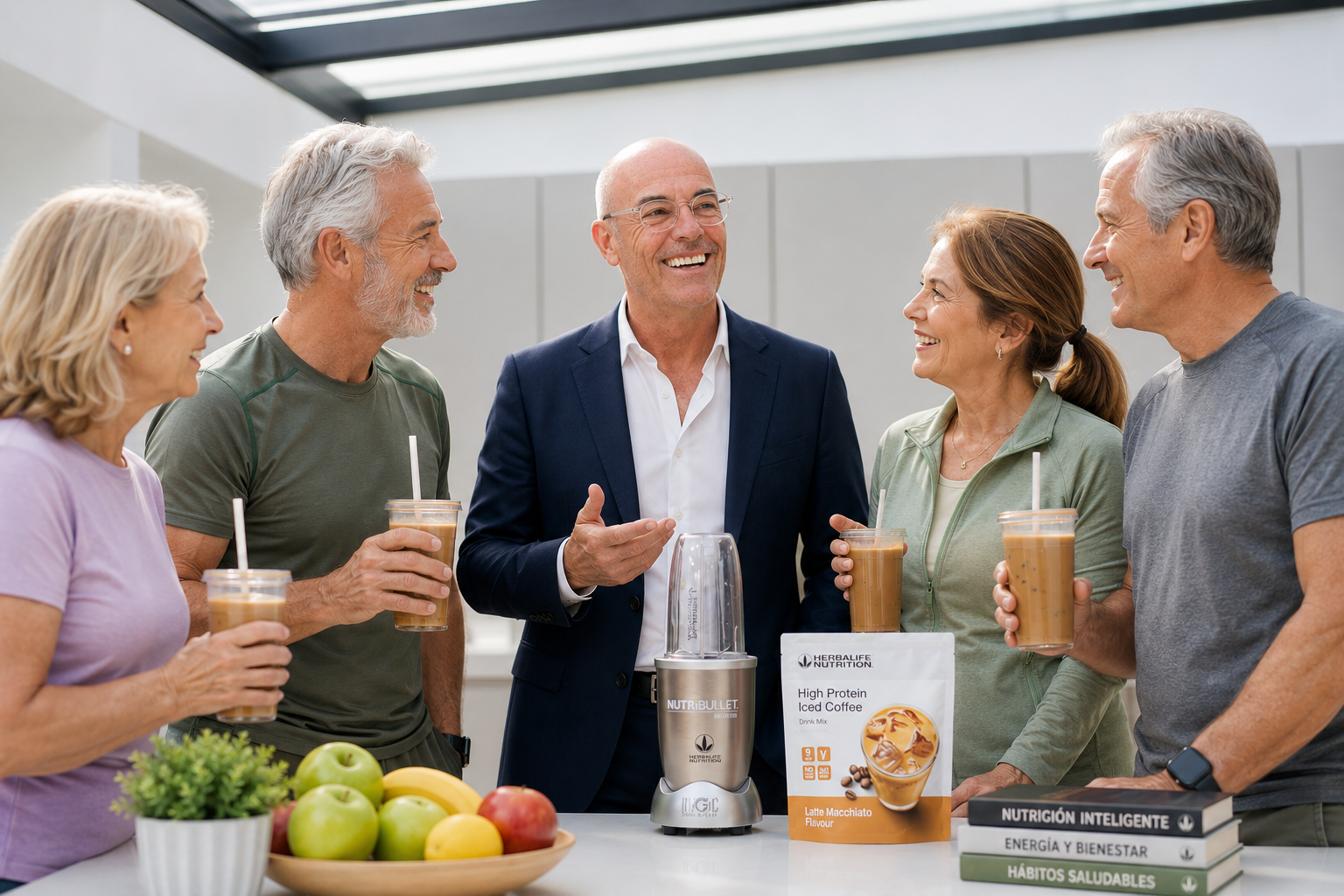 Comunidad de clientes disfrutando de un batido